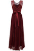Załaduj obraz do przeglądarki galerii, Burgundowa długa koronkowa sukienka druhny