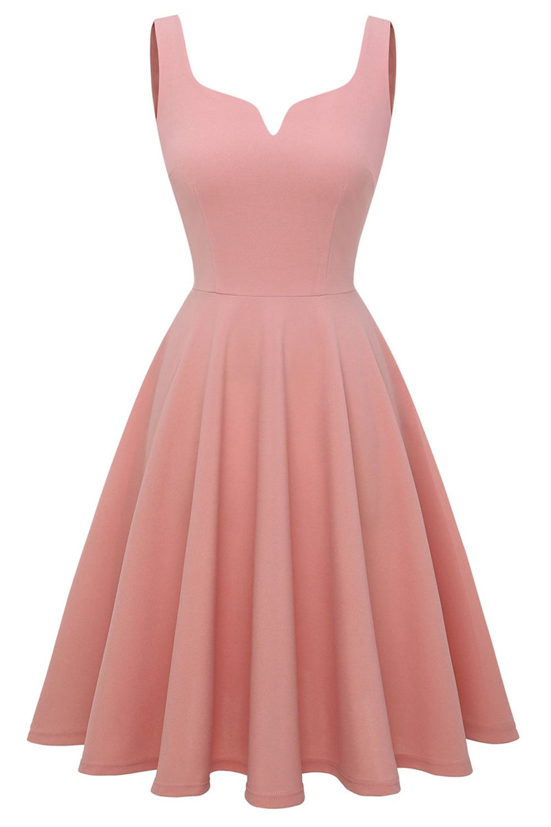 Załaduj obraz do przeglądarki galerii, Blush Solid Vintage Swing Dress