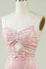 Załaduj obraz do przeglądarki galerii, Aksamitne cekiny Różowa obcisła sukienka Homecoming z wydrążonym wydrążeniem