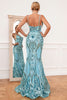 Załaduj obraz do przeglądarki galerii, Niebieska syrenka cekinowa długa sukienka na studniówkę