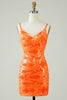 Załaduj obraz do przeglądarki galerii, Orange Glitter Tight Homecoming Dress z bez pleców