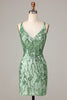 Załaduj obraz do przeglądarki galerii, Zielona Bez Pleców Sukienki Na Impreze z Cekinami