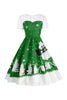 Załaduj obraz do przeglądarki galerii, Zielone Krótki Rękaw Sukienka Świąteczna Lata 50