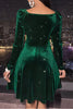 Załaduj obraz do przeglądarki galerii, Dekolt V Zielona Aksamitna Sukienka Świąteczna