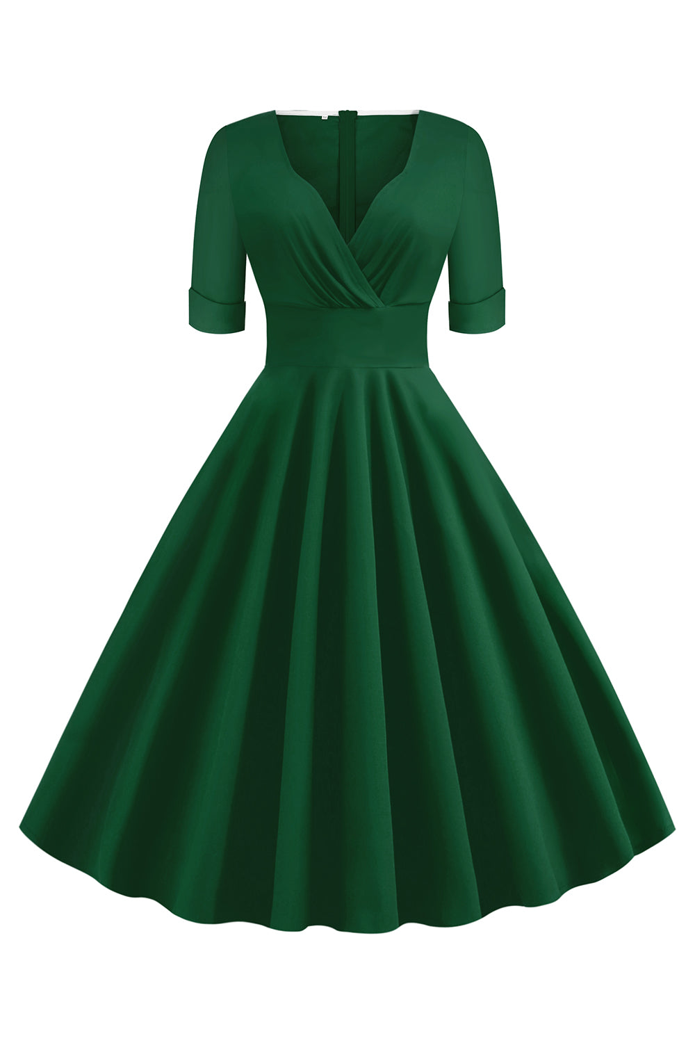 Zielony dekolt w serek z krótkim rękawem 1950s Swing Dress