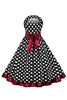Załaduj obraz do przeglądarki galerii, Czarna sukienka bez ramiączek w paski w paski z 1950 roku z marszczeniami