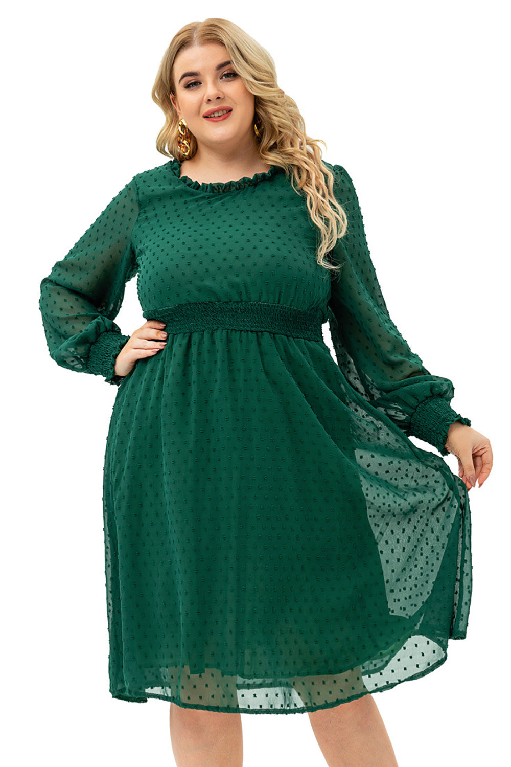 Plus Size Zielona sukienka na co dzień