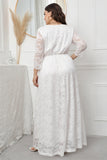 Plus Size V-Neck Lace Pink Mother Of The Bride Dress