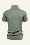 Klasyczna Szaro-zielona Męska Koszulka Polo Regular Fit Z Kołnierzykiem