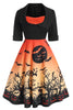 Załaduj obraz do przeglądarki galerii, Pomarańczowe Sukienka Vintage Lata 50 Plus Size z Krótkim Rękawem