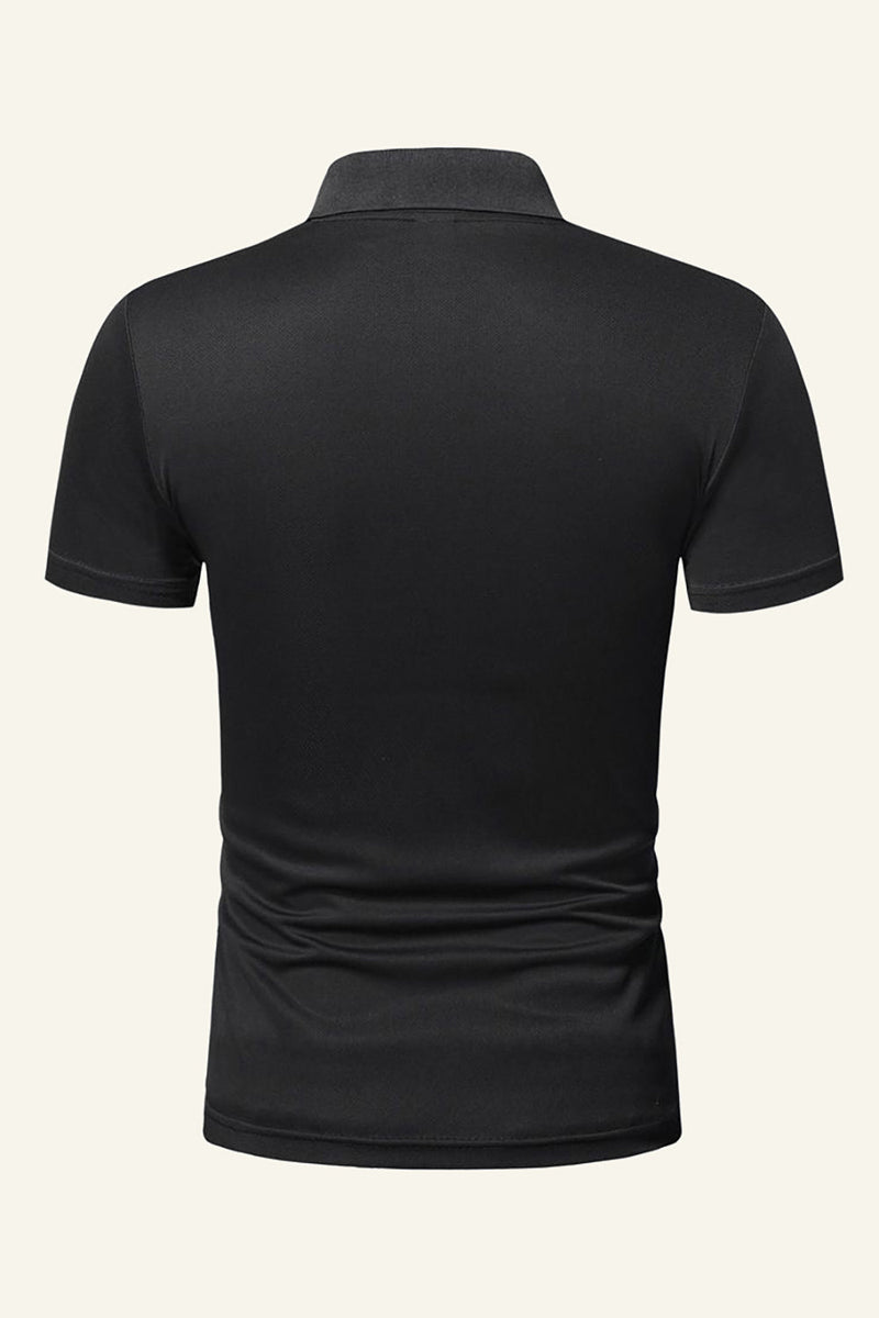Załaduj obraz do przeglądarki galerii, Czarna Koszulki Polo Męskie z Krótki Rękaw