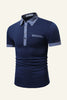 Załaduj obraz do przeglądarki galerii, Niebieska Przycisk Koszulki Polo Męskie z Krótki Rękaw