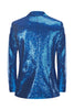 Załaduj obraz do przeglądarki galerii, Męski Royal Blue Sparkly Sequin Peak Lapel Prom Blazer