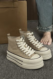 Lekkie trampki Khaki Platform High Top Canvas