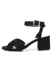 Black Cross Kostek Strap Chunky Heeled Sandały