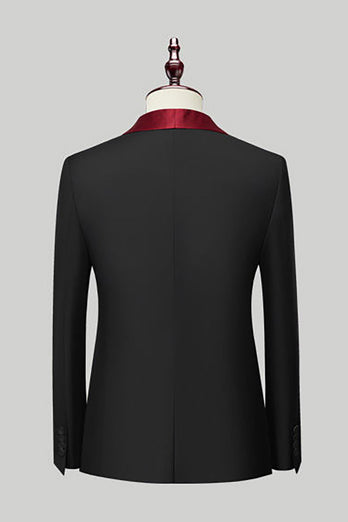 Czarne 3-częściowe szalowe klapy męskie garnitury