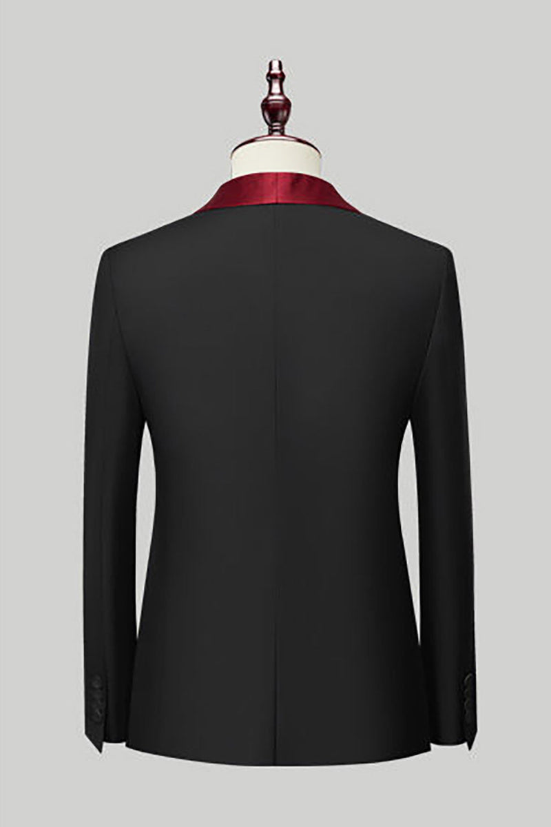 Załaduj obraz do przeglądarki galerii, Czarne 3-częściowe szalowe klapy męskie garnitury