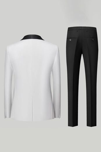 Czarne 3-częściowe szalowe klapy męskie garnitury