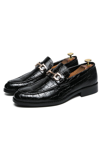 Czarne wsuwane skórzane buty monk męskie