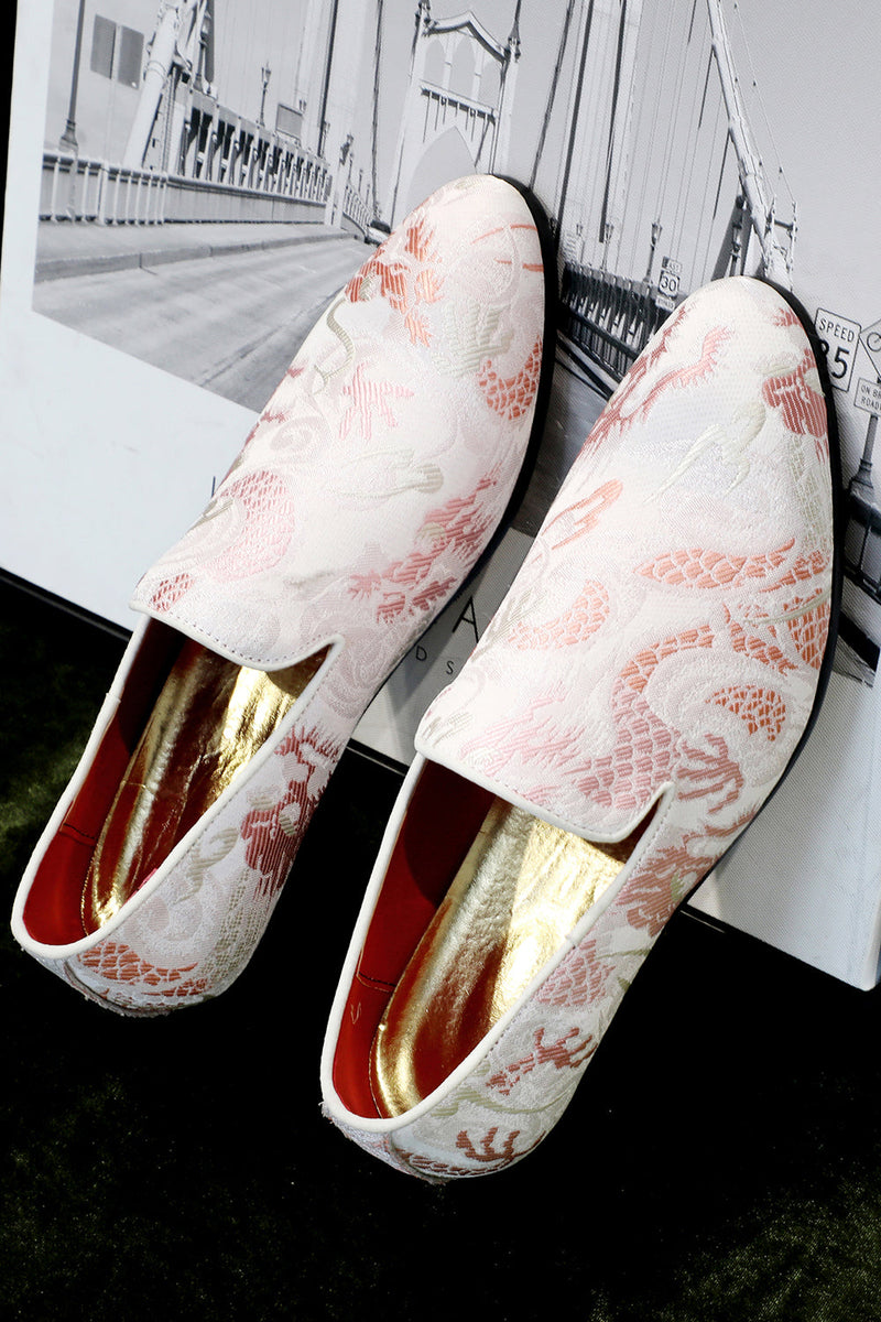 Załaduj obraz do przeglądarki galerii, Różowe żakardowe wsuwane buty męskie