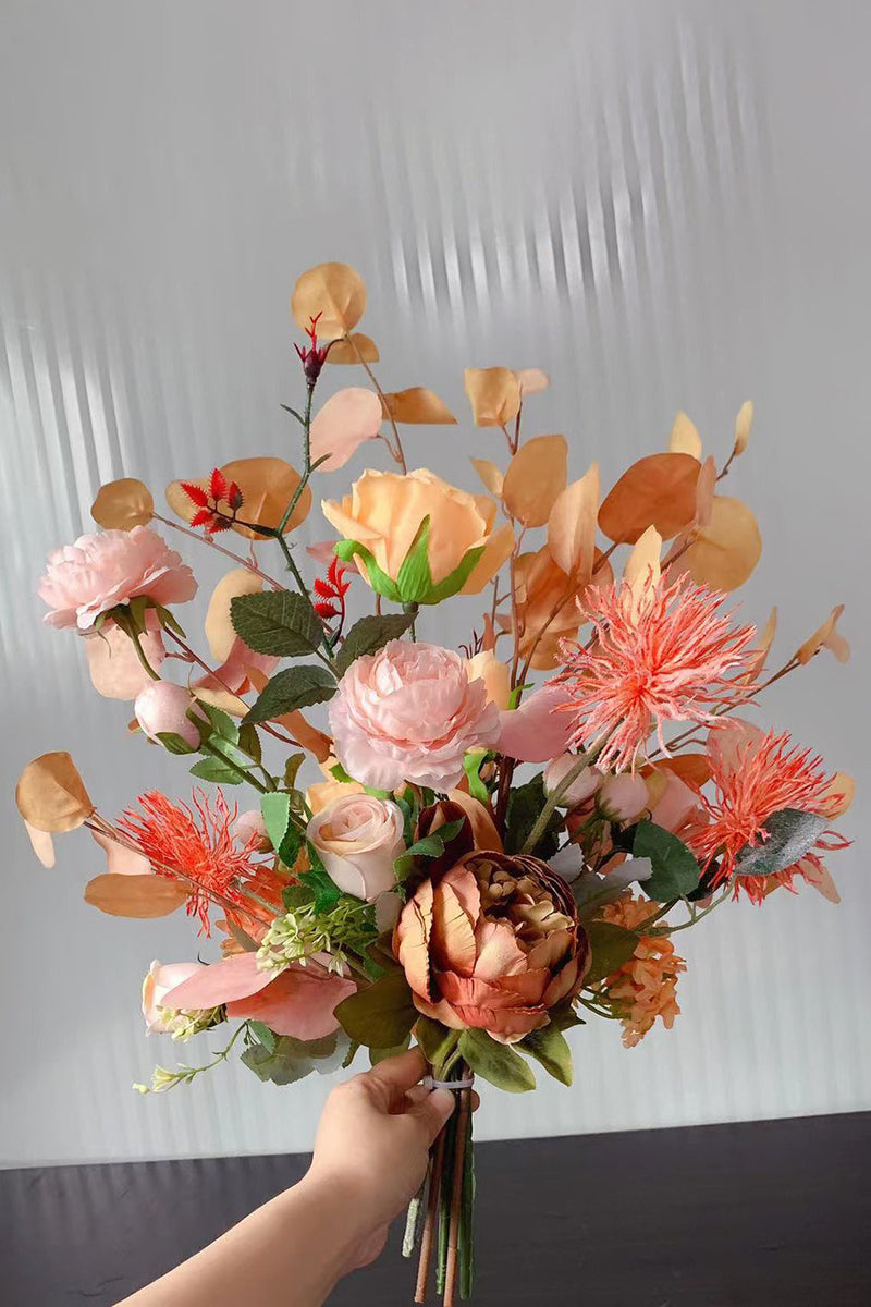 Załaduj obraz do przeglądarki galerii, Pomarańczowe sztuczne kwiaty ślubne (wazon nie jest wliczony w cenę)
