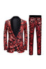 Załaduj obraz do przeglądarki galerii, Czerwone cekiny Floral Pattern Męskie garnitury 2 sztuki