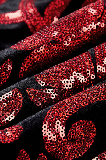 Czerwone cekiny Floral Pattern Męskie garnitury 2 sztuki