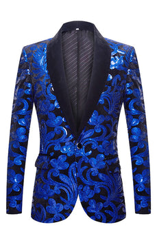 Royal Blue Sequins Męskie 2-częściowe garnitury