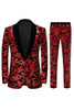 Załaduj obraz do przeglądarki galerii, Brokatowe czerwone cekiny 2-częściowe garnitury męskie