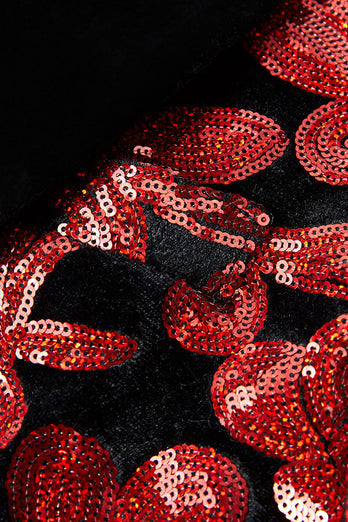 Brokatowe czerwone cekiny 2-częściowe garnitury męskie
