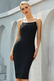 Bodycon Spaghetti Ramiączka Black Party Dress Backless