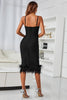 Załaduj obraz do przeglądarki galerii, Czarna sukienka Midi Bodycon Party z piórami