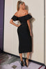 Załaduj obraz do przeglądarki galerii, Czarna sukienka imprezowa Off Shoulder z rozcięciem