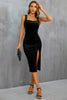 Załaduj obraz do przeglądarki galerii, Czarna Aksamitna Sukienka Koktajlowa Sukienki Z Rozcięciem