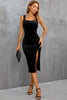 Załaduj obraz do przeglądarki galerii, Czarna Aksamitna Sukienka Koktajlowa Sukienki Z Rozcięciem