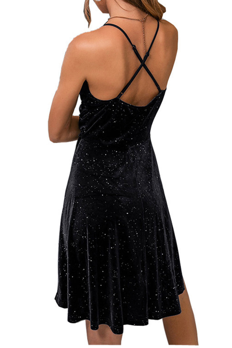 Załaduj obraz do przeglądarki galerii, Spaghetti Straps Velvet A-line Cocktail Dress