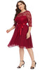 Załaduj obraz do przeglądarki galerii, Burgundia Sukienki Koronkowe Plus Size z Rekawem