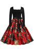 Załaduj obraz do przeglądarki galerii, Kwadratowa szyja Red Skull Drukowana Halloween Vintage Sukienka