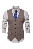 Jednorzędowe kamizelki w serek w serek Black Men's Suit Vests