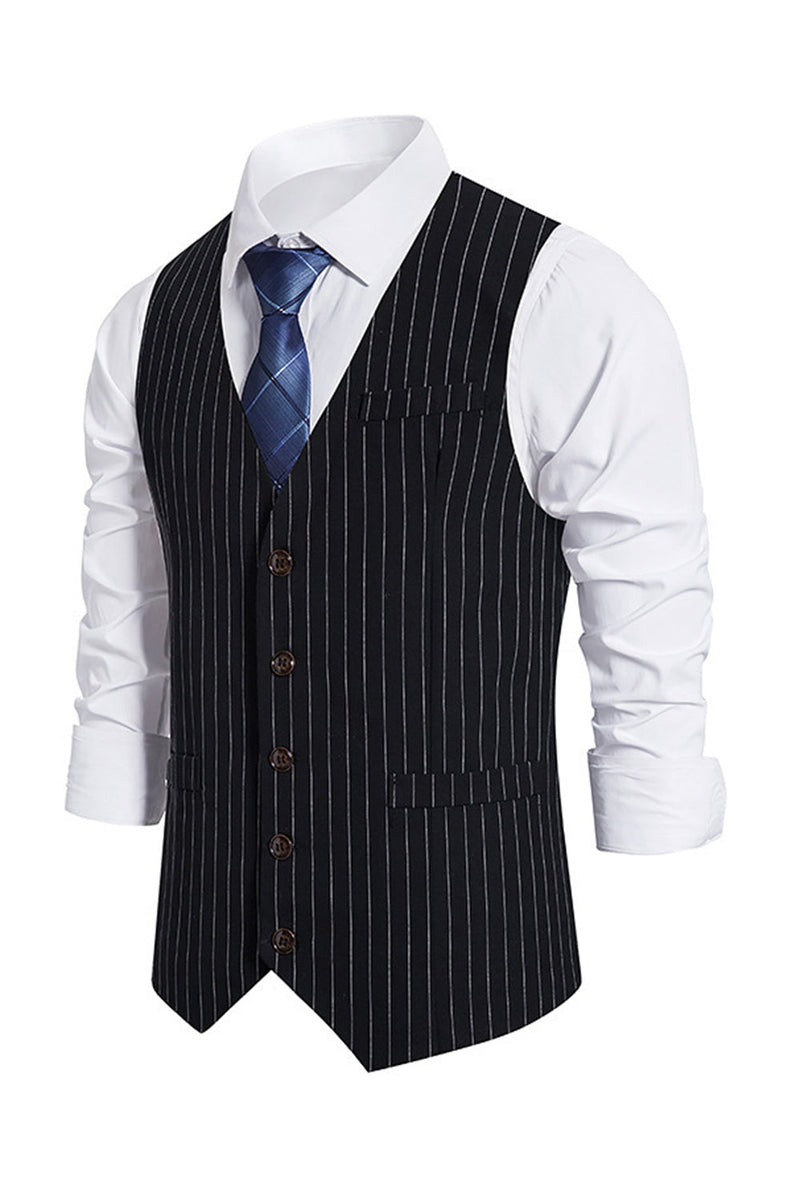 Załaduj obraz do przeglądarki galerii, Jednorzędowa kamizelka Slim Fit Striped Men&#39;s Suit