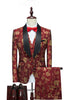 Załaduj obraz do przeglądarki galerii, Czerwony żakardowy szal Klapa 3 sztuki męskie garnitury