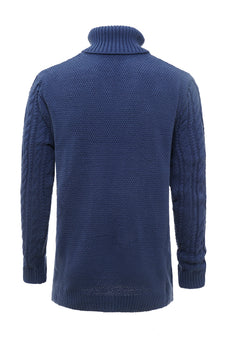 Sweter męski Blue Monk Neck Cable-Knit