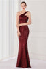 Załaduj obraz do przeglądarki galerii, Kolorowa suknia wieczorowa z jednym ramieniem cekinowa syrena