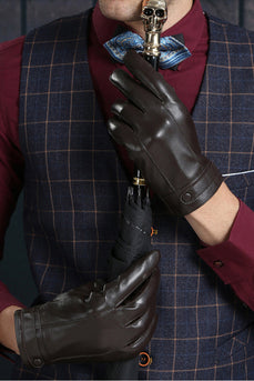 Brązowe Skórzane Rękawiczki Dla Mężczyzn