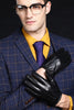 Załaduj obraz do przeglądarki galerii, Czarne Skórzane Rękawiczki Zimowe Dla Mężczyzn
