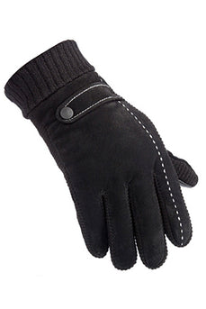 Czarne Rękawiczki Polarowe Ze Świńskiej Skóry Dla Mężczyzn