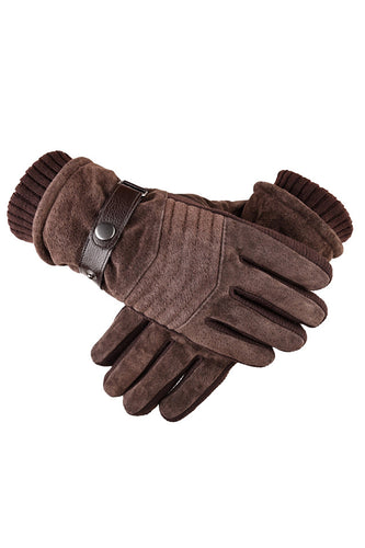 Brązowe Rękawiczki Męskie z Pełnego Polaru Warm Winter