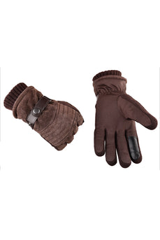 Brązowe Rękawiczki Męskie z Pełnego Polaru Warm Winter