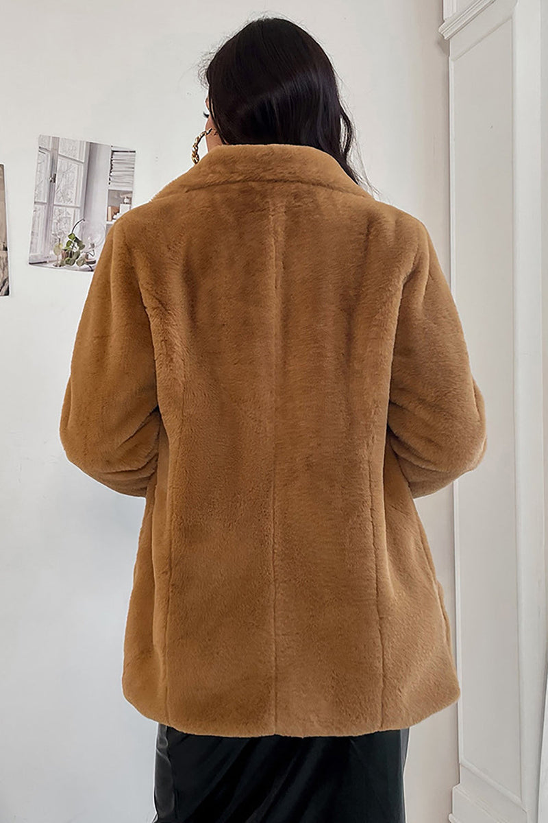 Załaduj obraz do przeglądarki galerii, Camel Midi Teddy Faux Fur Shearling Coat