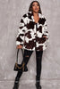 Załaduj obraz do przeglądarki galerii, Biały wzór krowy Midi Faux Fur Shearling Coat